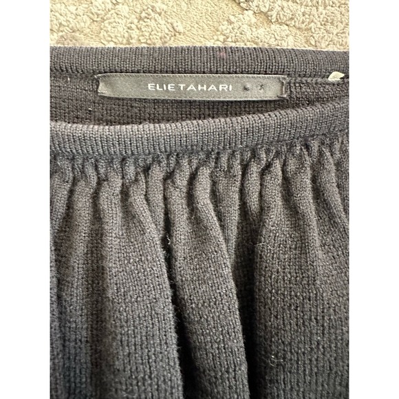 ELIE TAHARI Black Off-The-Shoulder 100% Wool Sweater Sz. Medium - Picture 8 of 10